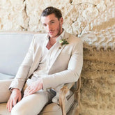 Linen Summer Suits for Men Wedding Slim Fit Groom Tuxedo Male Notched Lapel Blazer 2 Piece Male Suit Jacket with Pants